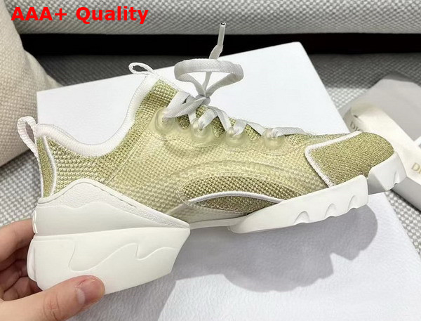 Dior D Connect Sneaker Gold Tone Laminated Mesh Replica