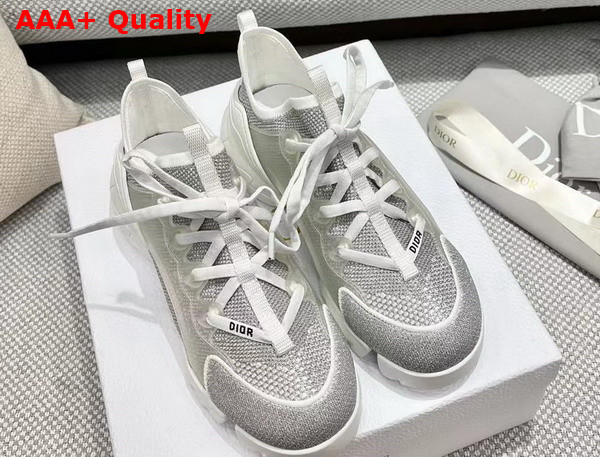 Dior D Connect Sneaker Silver Tone Laminated Mesh Replica