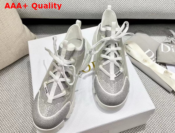 Dior D Connect Sneaker Silver Tone Laminated Mesh Replica