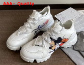 Dior D Connect Sneaker White Technical Fabric with Printed Mickey Mouse Replica