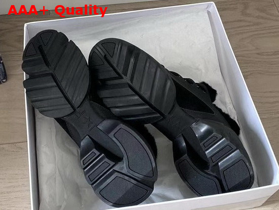Dior D Connect Sneaker in Black Leather with Shearling Lining Replica