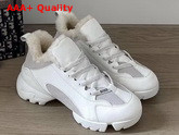 Dior D Connect Sneaker in White Leather with Shearling Lining Replica