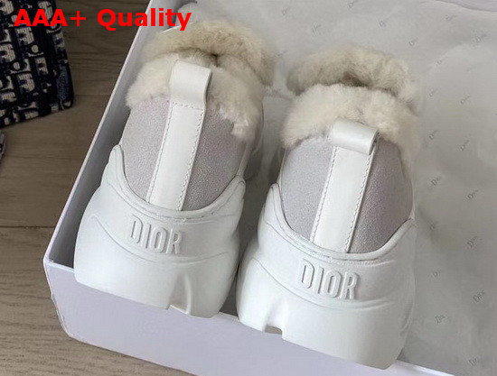 Dior D Connect Sneaker in White Leather with Shearling Lining Replica
