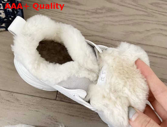 Dior D Connect Sneaker in White Leather with Shearling Lining Replica