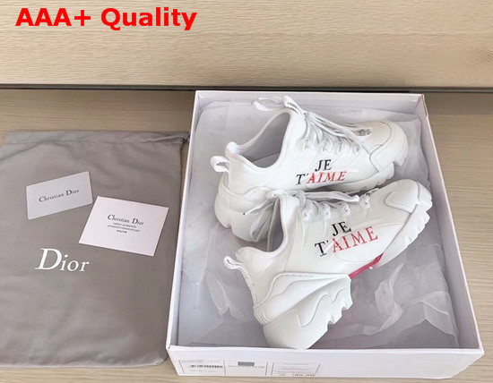 Dior D Connect Sneaker in White Neoprene Printed with a Love Message On Each Foot Replica
