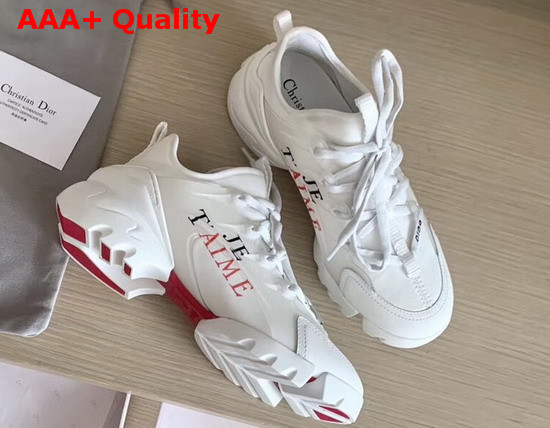 Dior D Connect Sneaker in White Neoprene Printed with a Love Message On Each Foot Replica