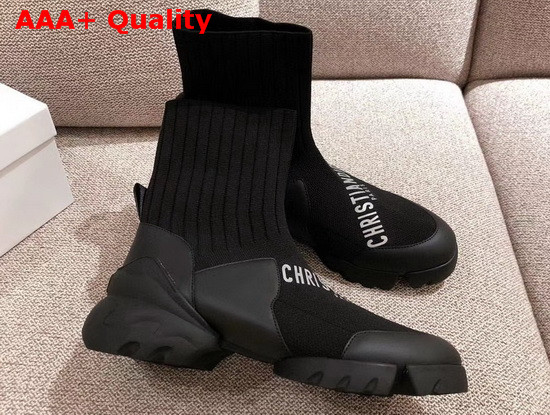 Dior D Connect Sock Boots in Black Stretch Knit Replica