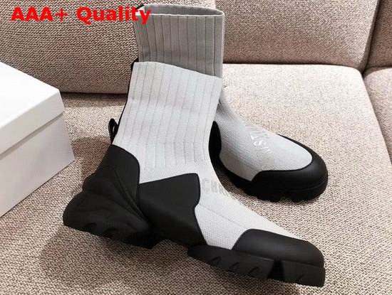 Dior D Connect Sock Boots in Light Grey Stretch Knit Replica