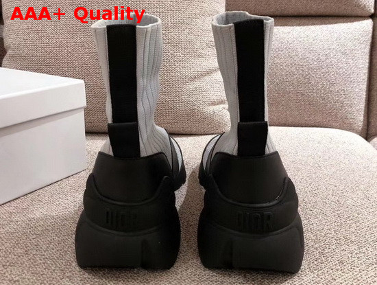 Dior D Connect Sock Boots in Light Grey Stretch Knit Replica