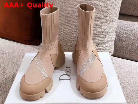 Dior D Connect Sock Boots in Nude Stretch Knit Replica