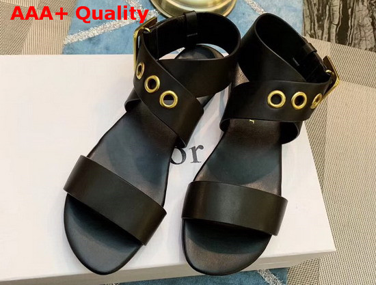 Dior D Dior Calfskin Leather Sandal in Black Replica