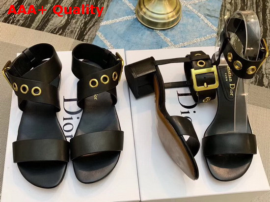Dior D Dior Calfskin Leather Sandal in Black Replica