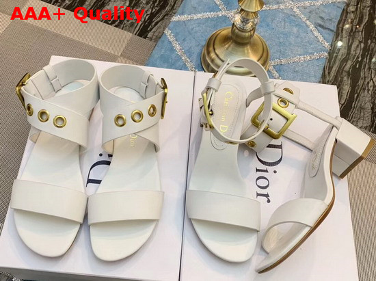 Dior D Dior Calfskin Leather Sandal in White Replica