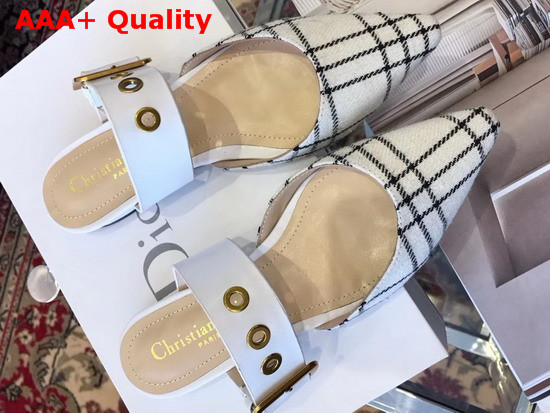 Dior D Dior Check Canvas Mule in White Replica