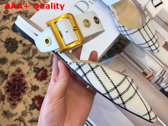 Dior D Dior Check Canvas Mule in White Replica