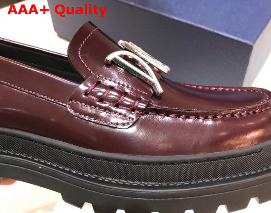 Dior D Dior Loafers in Bordeaux Calfskin Replica