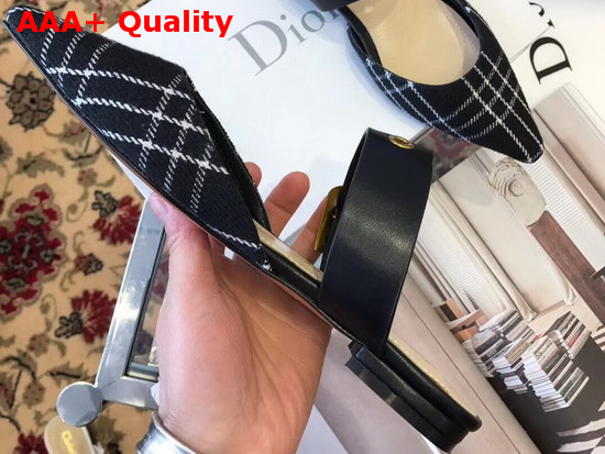 Dior D Dior Mule in Black Check Canvas Replica