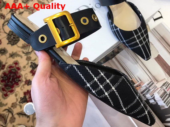 Dior D Dior Mule in Black Check Canvas Replica