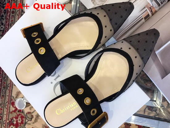 Dior D Dior Mule in Black Dotted Swiss Replica