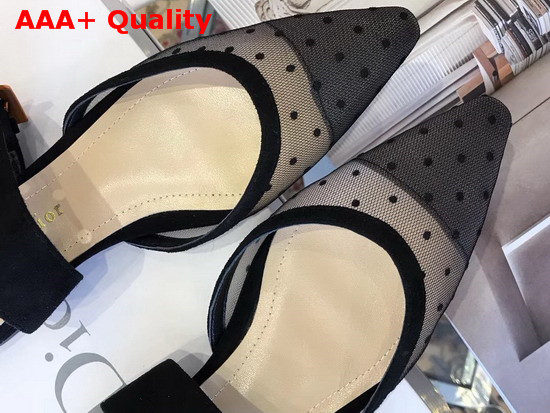 Dior D Dior Mule in Black Dotted Swiss Replica