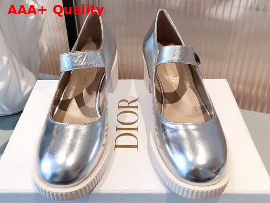 Dior D Doll Pump Silver Tone Shiny Laminated Calfskin Replica