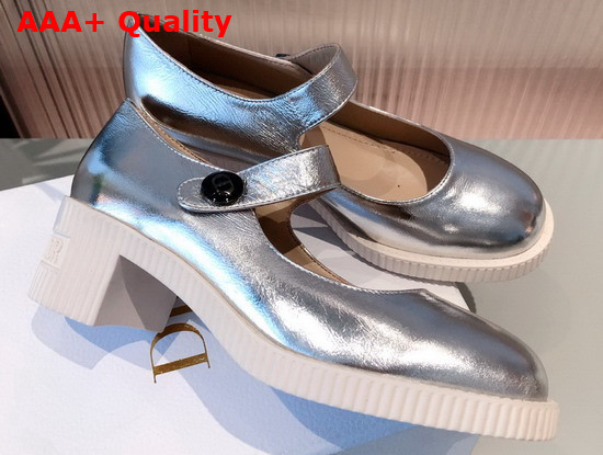 Dior D Doll Pump Silver Tone Shiny Laminated Calfskin Replica