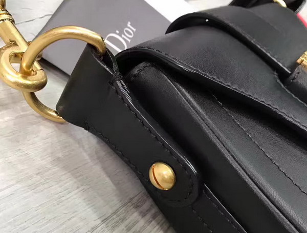 Dior D Fence Saddle Bag in Black Calfskin For Sale
