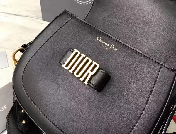 Dior D Fence Saddle Bag in Black Calfskin For Sale