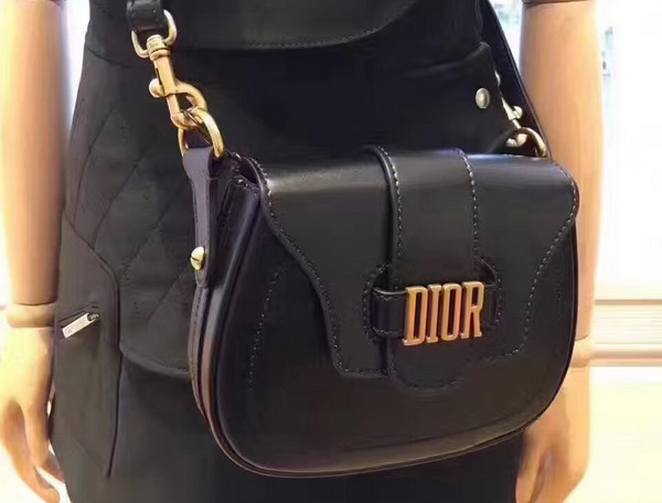 Dior D Fence Saddle Bag in Black Calfskin For Sale
