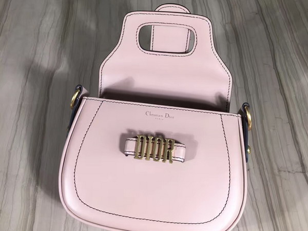 Dior D Fence Saddle Bag in Pink Calfskin For Sale