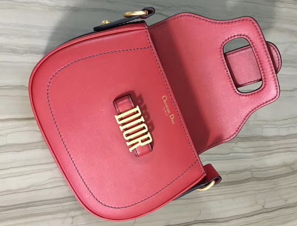 Dior D Fence Saddle Bag in Red Calfskin For Sale