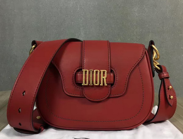 Dior D Fence Saddle Bag in Red Calfskin For Sale