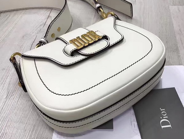 Dior D Fence Saddle Bag in White Calfskin For Sale