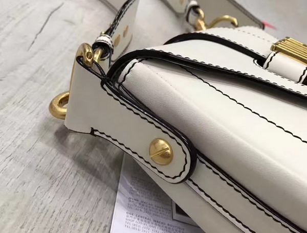 Dior D Fence Saddle Bag in White Calfskin For Sale