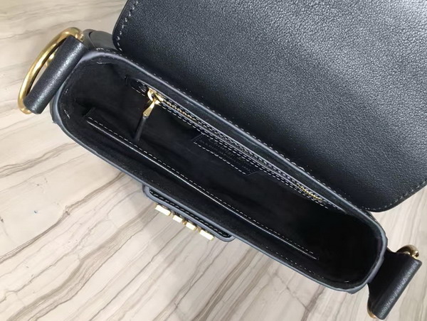 Dior D Fence Studded Saddle Bag in Black Calfskin For Sale
