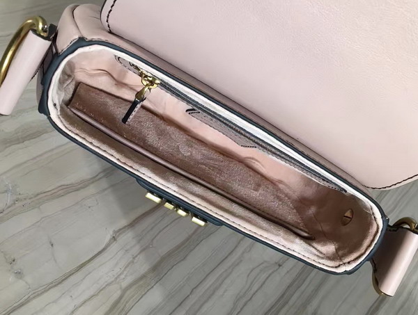 Dior D Fence Studded Saddle Bag in Light Pink Calfskin For Sale