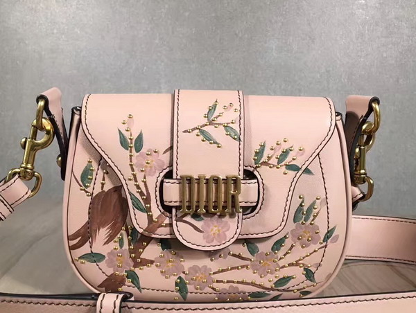 Dior D Fence Studded Saddle Bag in Light Pink Calfskin For Sale