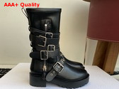 Dior D Fight Ankle Boot in Black Calfskin and Leather Effect Stretch Material Replica
