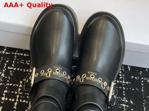 Dior D Fight Ankle Boot in Black Calfskin and Leather Effect Stretch Material Replica