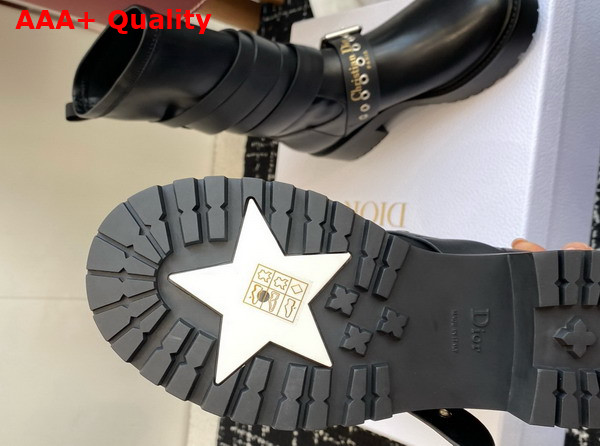 Dior D Fight Ankle Boot in Black Calfskin and Leather Effect Stretch Material Replica