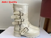 Dior D Fight Ankle Boot in White Calfskin and Leather Effect Stretch Material Replica