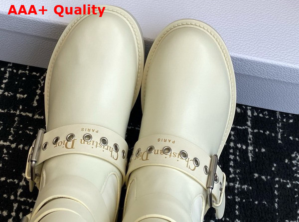 Dior D Fight Ankle Boot in White Calfskin and Leather Effect Stretch Material Replica