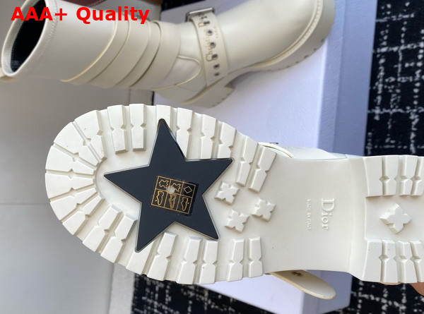 Dior D Fight Ankle Boot in White Calfskin and Leather Effect Stretch Material Replica