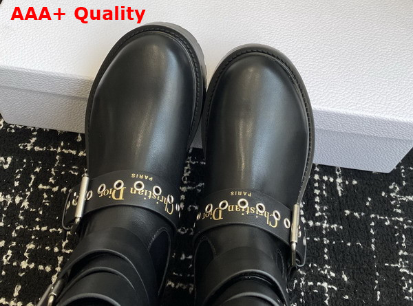 Dior D Fight Boot in Black Calfskin and Leather Effect Stretch Material Replica