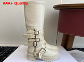 Dior D Fight Boot in White Calfskin and Leather Effect Stretch Material Replica