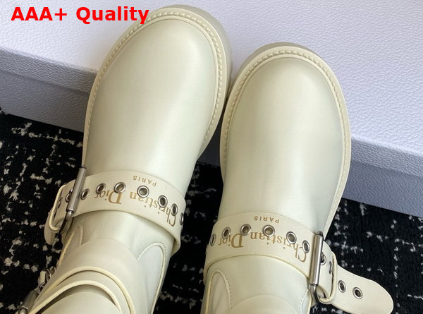 Dior D Fight Boot in White Calfskin and Leather Effect Stretch Material Replica