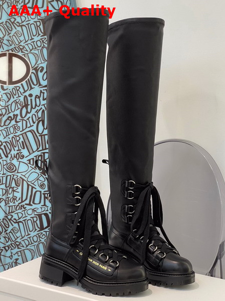 Dior D Fight Thigh Boot Black Lambskin Replica