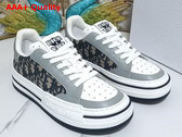 Dior D Freeway Sneaker Gray Calfskin and Blue Dior Oblique Jacquard Canvas Replica