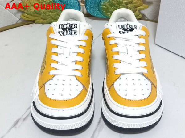 Dior D Freeway Sneaker Yellow Calfskin and Dior Oblique Jacquard Canvas Replica