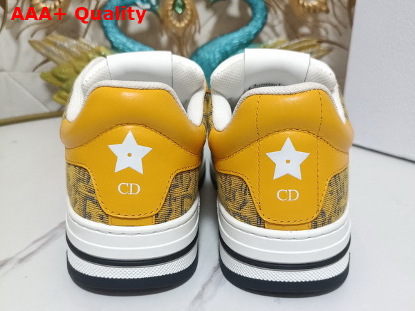 Dior D Freeway Sneaker Yellow Calfskin and Dior Oblique Jacquard Canvas Replica